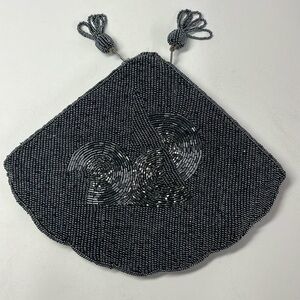 Vintage Beaded 2 sided Clutch Bag Purse 9x7 Zipper Pockets